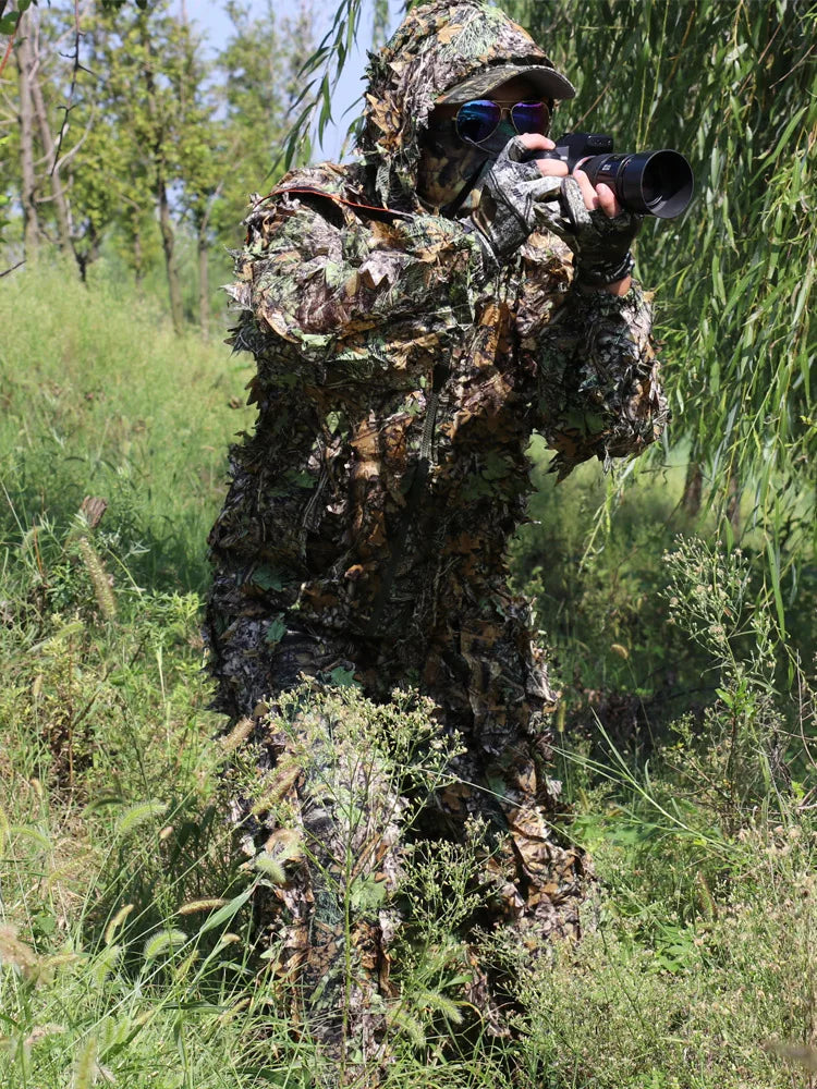 Men Women Kids Ghillie Suit Hunter Camouflage Clothes robe hunting clothes gilly suit Jungle Leave Clothing Hunting Suit