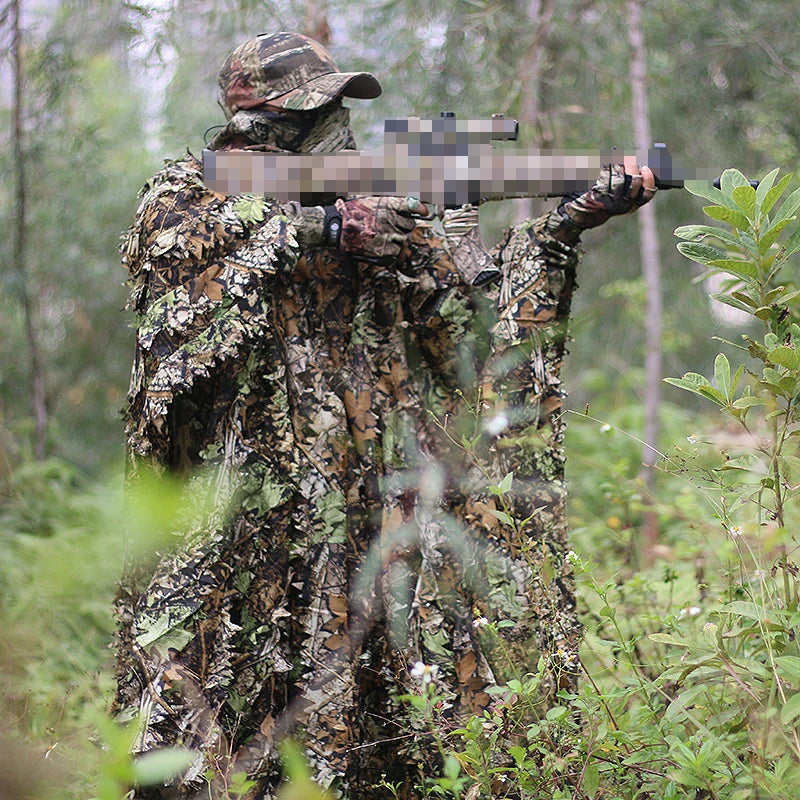 Men Women Kids Ghillie Suit Hunter Camouflage Clothes robe hunting clothes gilly suit Jungle Leave Clothing Hunting Suit