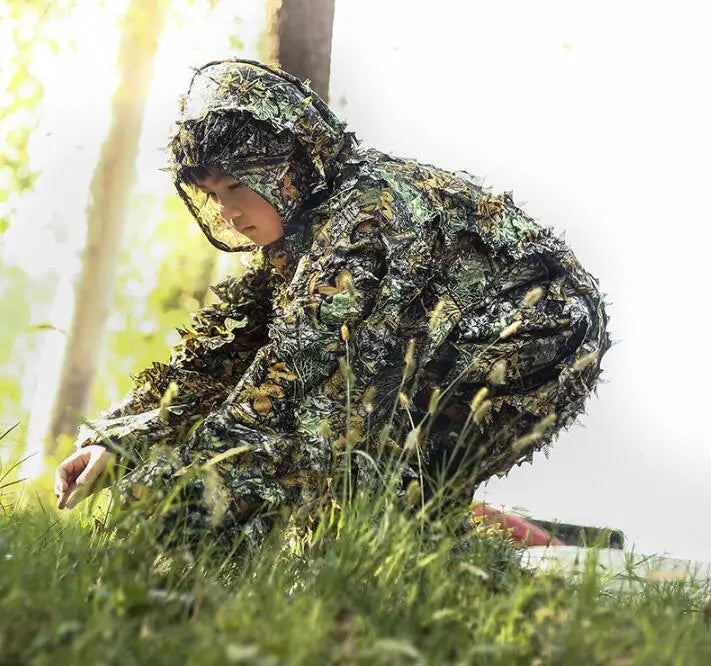 Men Women Kids Ghillie Suit Hunter Camouflage Clothes robe hunting clothes gilly suit Jungle Leave Clothing Hunting Suit