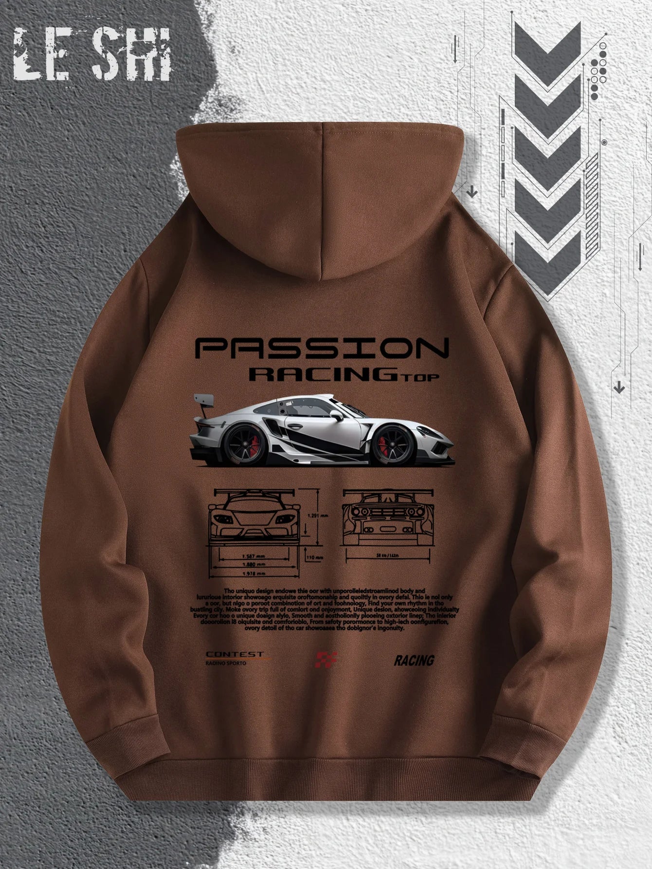 Passionate Racing Graphic Hoodie Featuring Race Cars and Sports Car Illustrations, Perfect for Everyday Wear