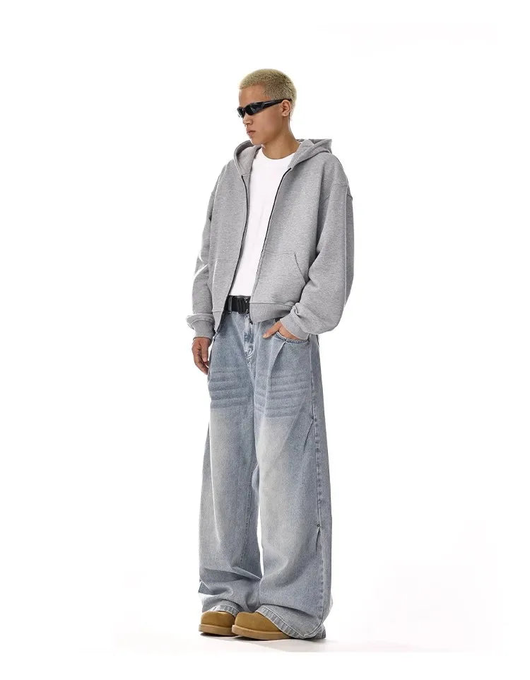 Men's Baggy Jeans Unisex Y2K Trendy Casual Wide-Leg Denim Pants Quality High Street Oversize Trousers American Style Streetwear