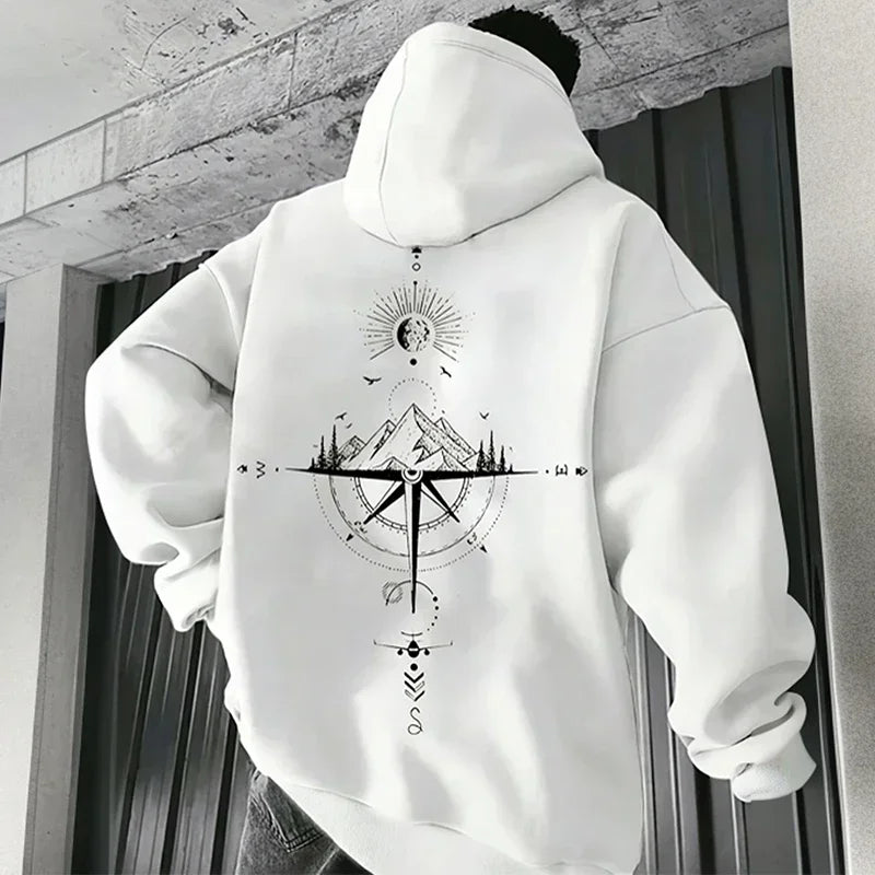 Men's High Quality Graphic Printed Hoodie Long Sleeve Hooded Sweatshirt Autumn and Winter Casual Sports Warm Pullover Tops