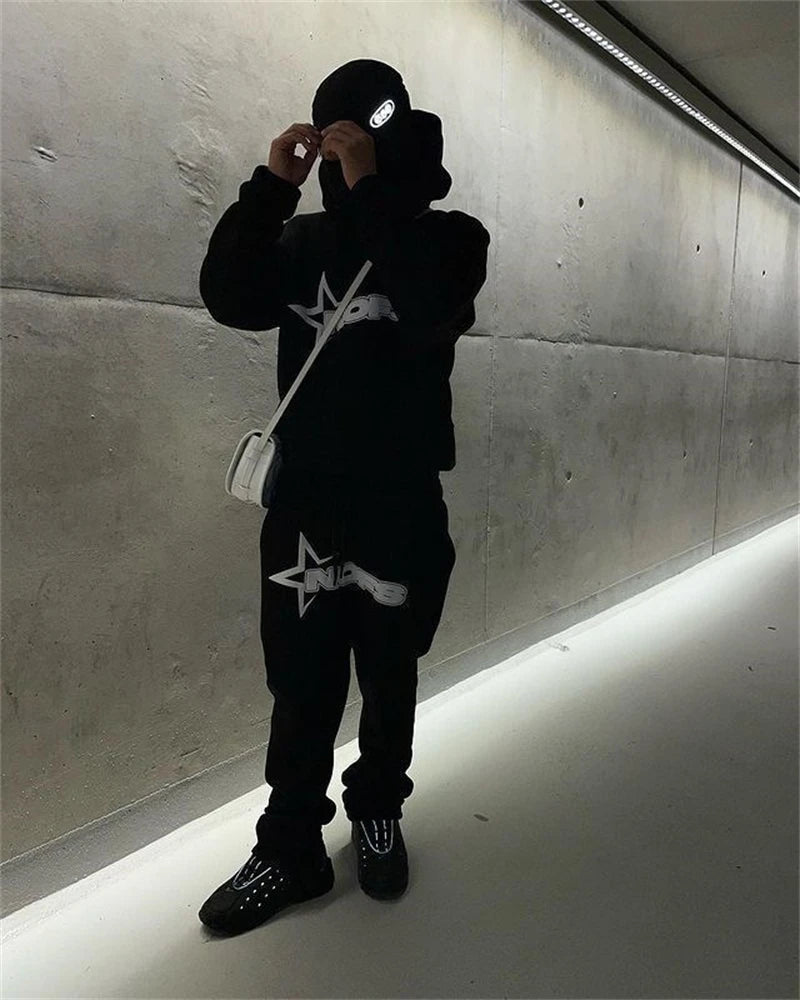 Y2K Hoodies Men Harajuku Hip Hop Letter Graphic Print Loose Sweatshirts 2024 Punk Rock Gothic Clothes Tops Goth Pants Streetwear