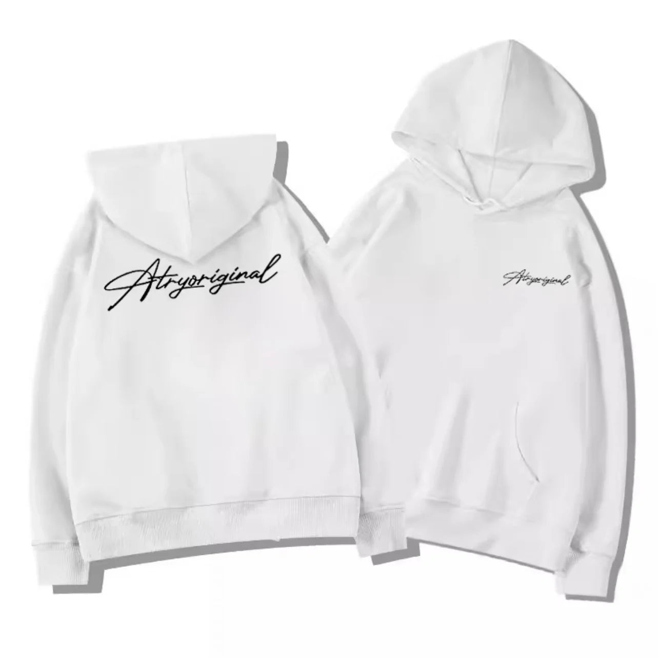 White Gray Letter Print Hooded Hoodie Men Women Autumn Winter 2025 New Fashion Loose Casual Y2K Tops Men Cotton Warm Sweatshirt