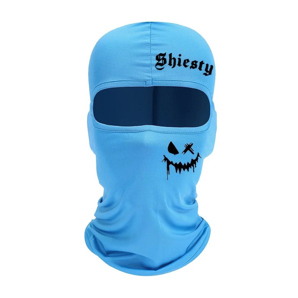 Smiling face print Balaclava face mask, summer cool neck cover, motorcycle skiing scarf, unisex