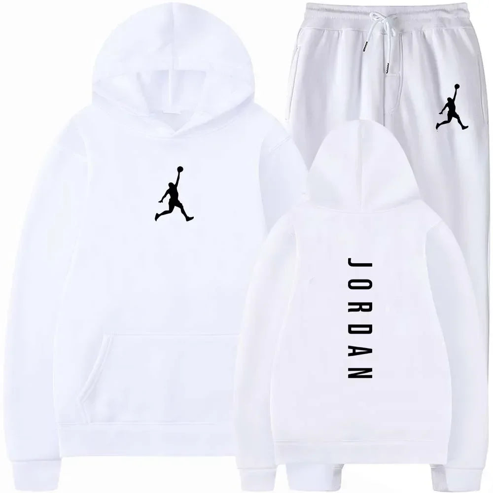 2025 Spring and autumn outdoor fitness basketball casual sportwear set fashion men's hooded jumper + jogging pants two-piece set