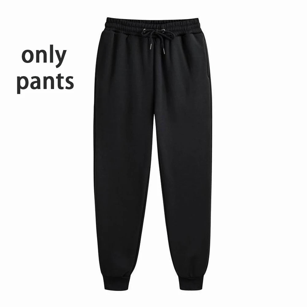 Men's Hoodie Sets Women Solid Color Sweatshirt Set Casual Long-sleeved Hoodies Pants Polar Fleece Two Piece Suits Y2k Sweatpants