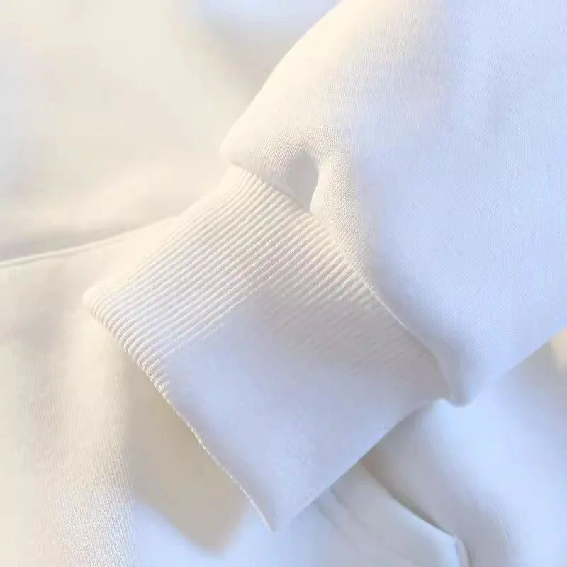 White Gray Letter Print Hooded Hoodie Men Women Autumn Winter 2025 New Fashion Loose Casual Y2K Tops Men Cotton Warm Sweatshirt