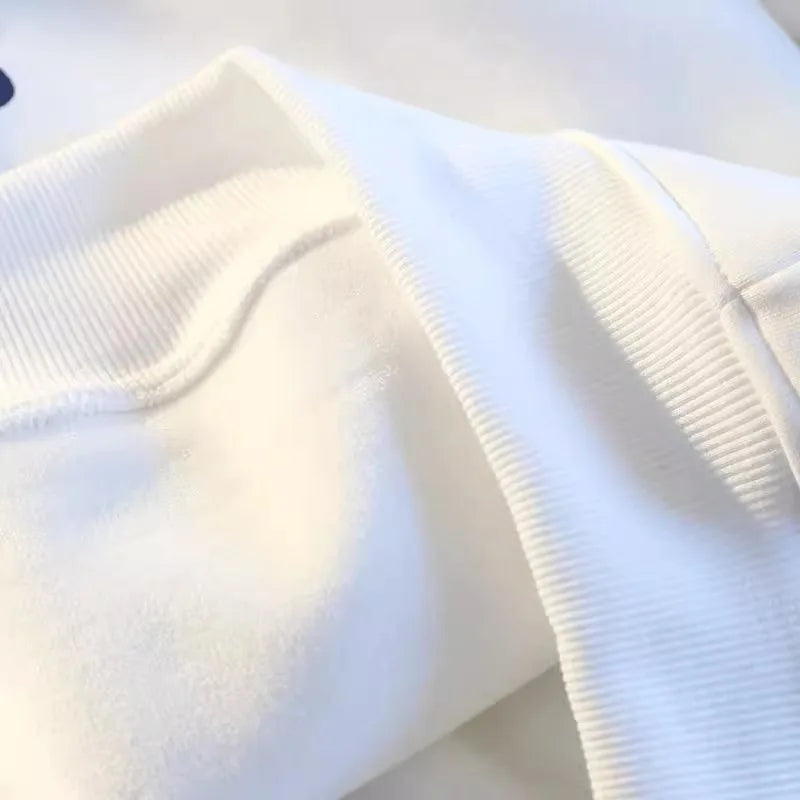 White Gray Letter Print Hooded Hoodie Men Women Autumn Winter 2025 New Fashion Loose Casual Y2K Tops Men Cotton Warm Sweatshirt