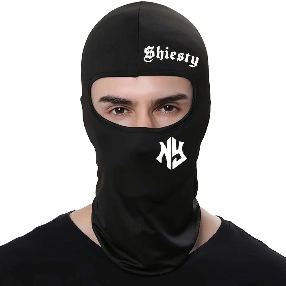Letter printed men's and women's outdoor cycling face masks, Balaclava hats, windproof and sun protection sun hats