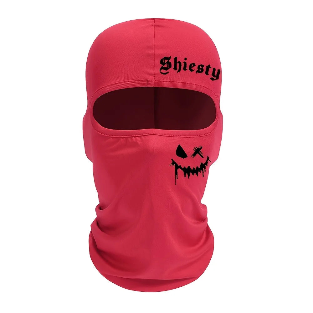 Smiling face print Balaclava face mask, summer cool neck cover, motorcycle skiing scarf, unisex