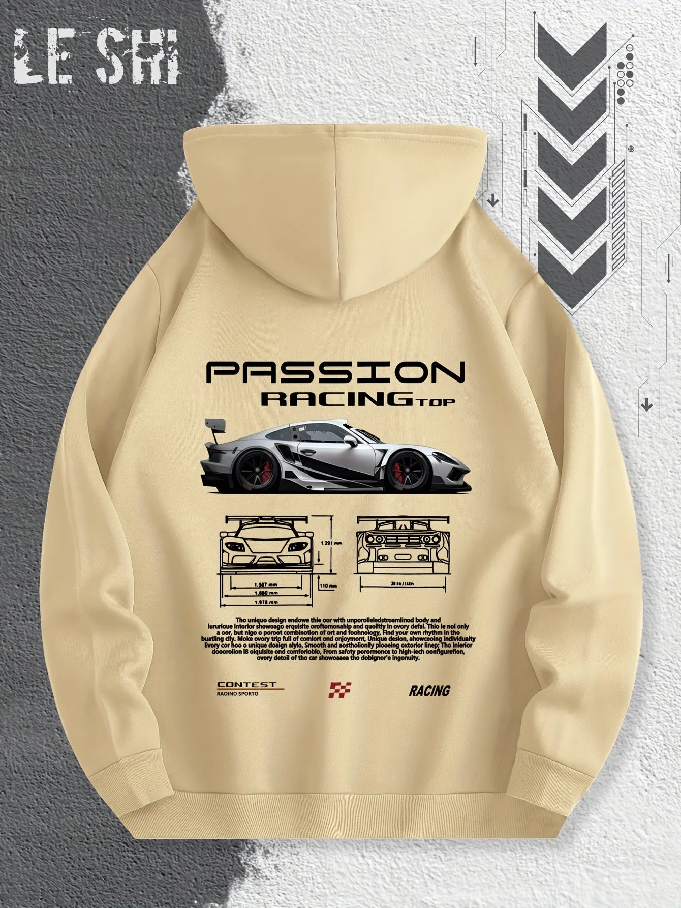 Passionate Racing Graphic Hoodie Featuring Race Cars and Sports Car Illustrations, Perfect for Everyday Wear