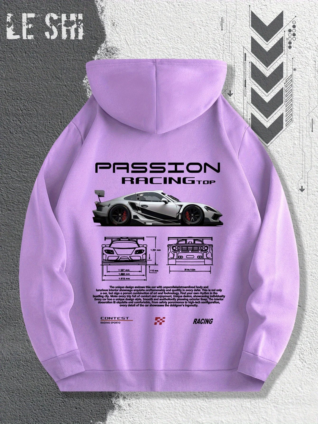 Passionate Racing Graphic Hoodie Featuring Race Cars and Sports Car Illustrations, Perfect for Everyday Wear