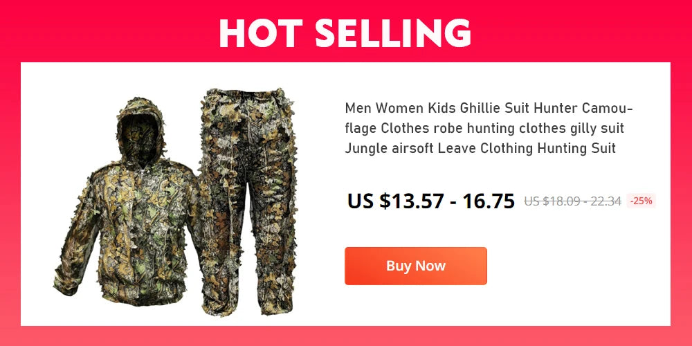 Men Women Kids Ghillie Suit Hunter Camouflage Clothes robe hunting clothes gilly suit Jungle Leave Clothing Hunting Suit