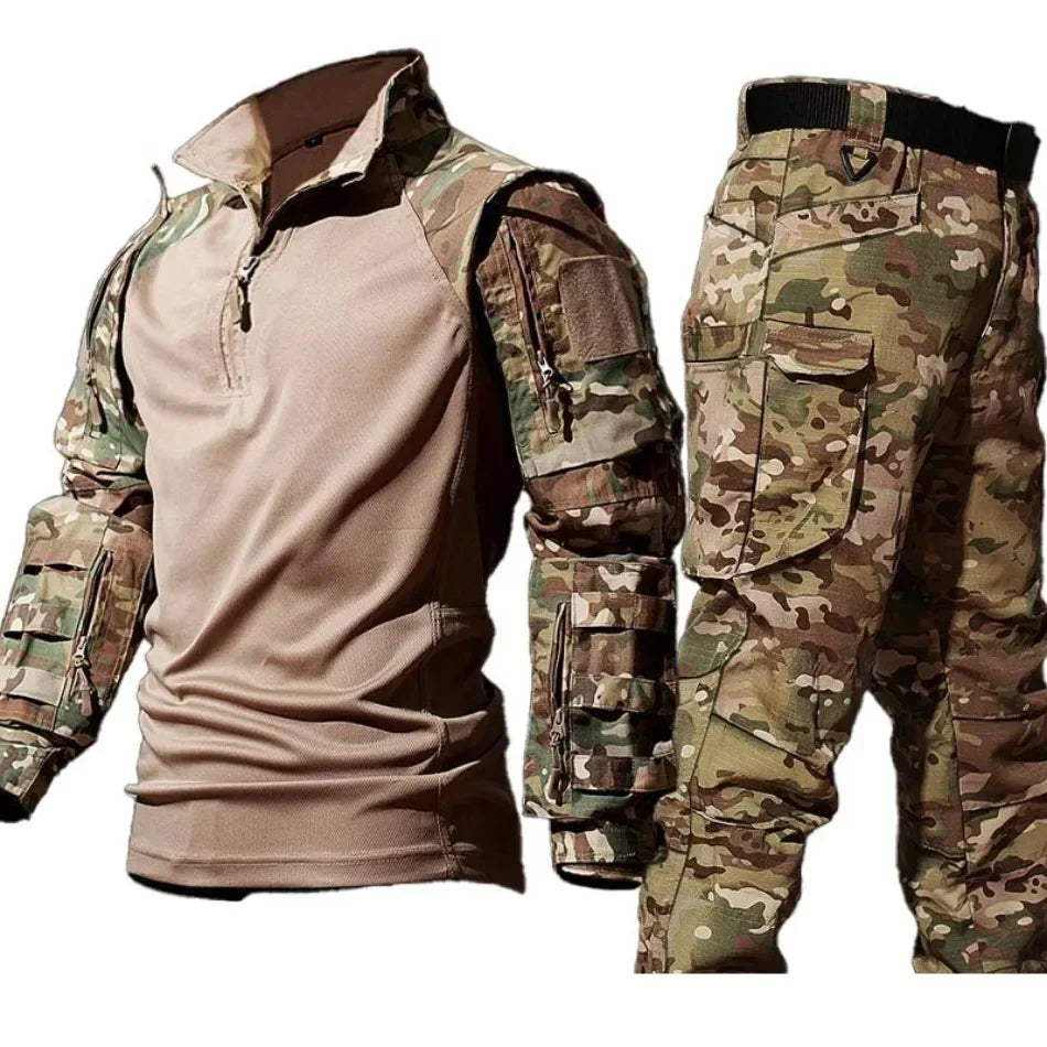 Outdoor Camo Suits Tactical Uniform Training Sets Work Wear Cargo Pants Tactic Army Combat Shirts Hunting Clothes Wear-resisting