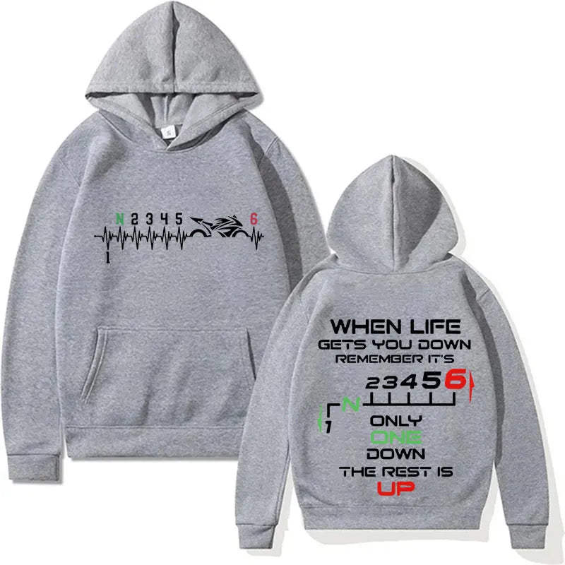Funny 1N23456 Motorcycle Gear Biker Heartbeat Hoodies Men Women Clothing Oversized Pullover Cotton Long Sleeve Hoodie Streetwear