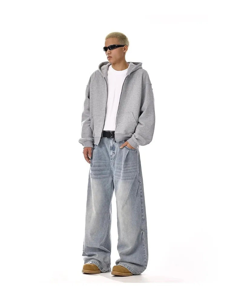 Men's Baggy Jeans Unisex Y2K Trendy Casual Wide-Leg Denim Pants Quality High Street Oversize Trousers American Style Streetwear