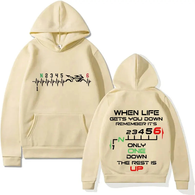Funny 1N23456 Motorcycle Gear Biker Heartbeat Hoodies Men Women Clothing Oversized Pullover Cotton Long Sleeve Hoodie Streetwear