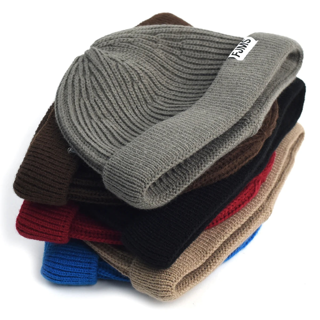 Hip Hop Beanie Knitted Hat Men Fashion Skullcap Autumn Women Winter Brimless Baggy Melon Cap Cuff Docker Fisherman Beanies Hat