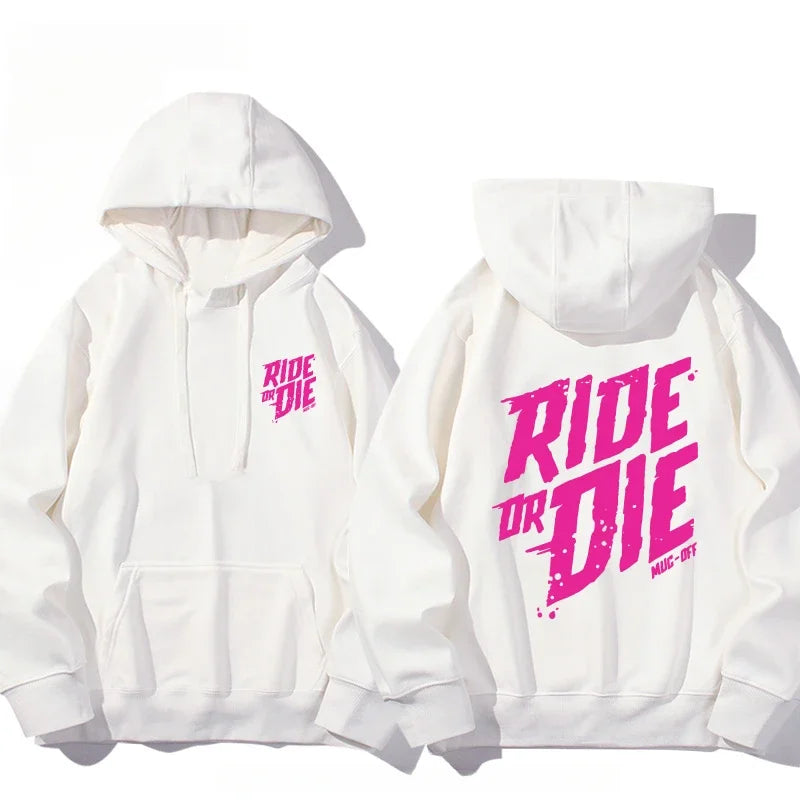 MucOff Ride or Die sweatshirt cotton hooded for both men and women Fans Essentials Autumn and Winter hooded sweater je