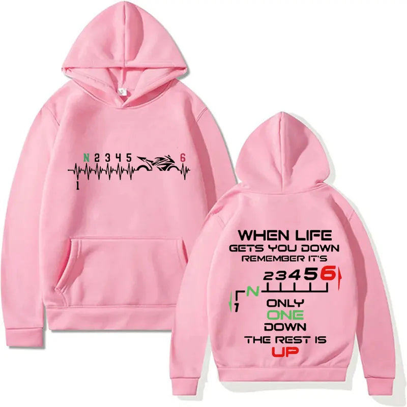 Funny 1N23456 Motorcycle Gear Biker Heartbeat Hoodies Men Women Clothing Oversized Pullover Cotton Long Sleeve Hoodie Streetwear