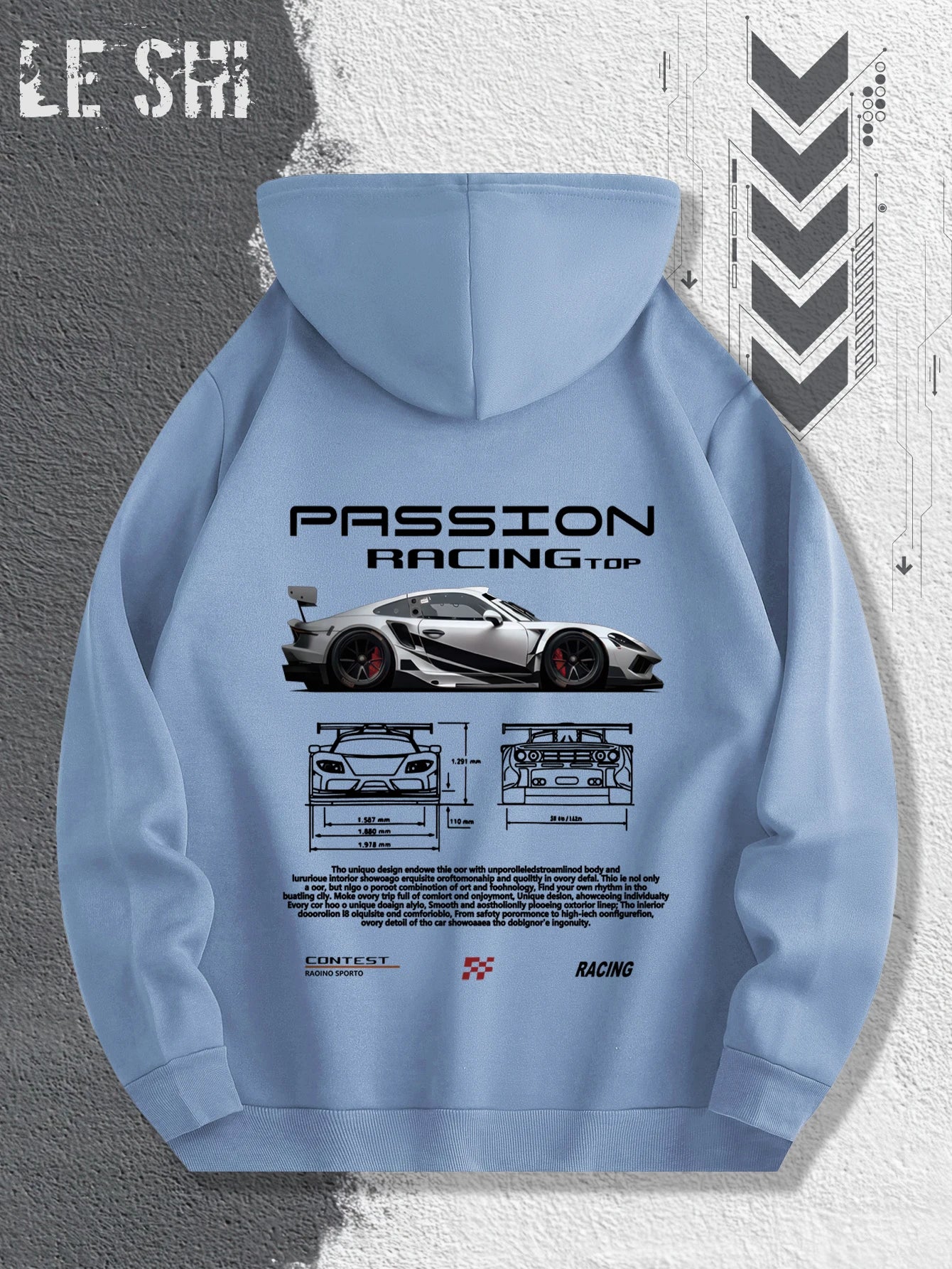 Passionate Racing Graphic Hoodie Featuring Race Cars and Sports Car Illustrations, Perfect for Everyday Wear