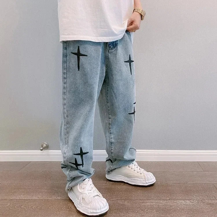 Jeans Men Wide Leg Cargo Pants Streetwear Baggy Men Korean Fashion Loose Straight Male Clothing Y2K Hip Hop Style Male Trousers