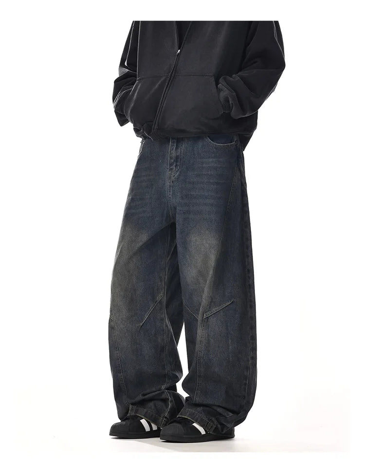 Men's Baggy Jeans Unisex Y2K Trendy Casual Wide-Leg Denim Pants Quality High Street Oversize Trousers American Style Streetwear