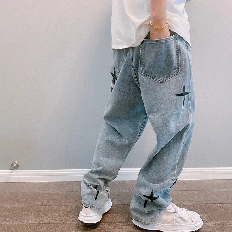 Jeans Men Wide Leg Cargo Pants Streetwear Baggy Men Korean Fashion Loose Straight Male Clothing Y2K Hip Hop Style Male Trousers