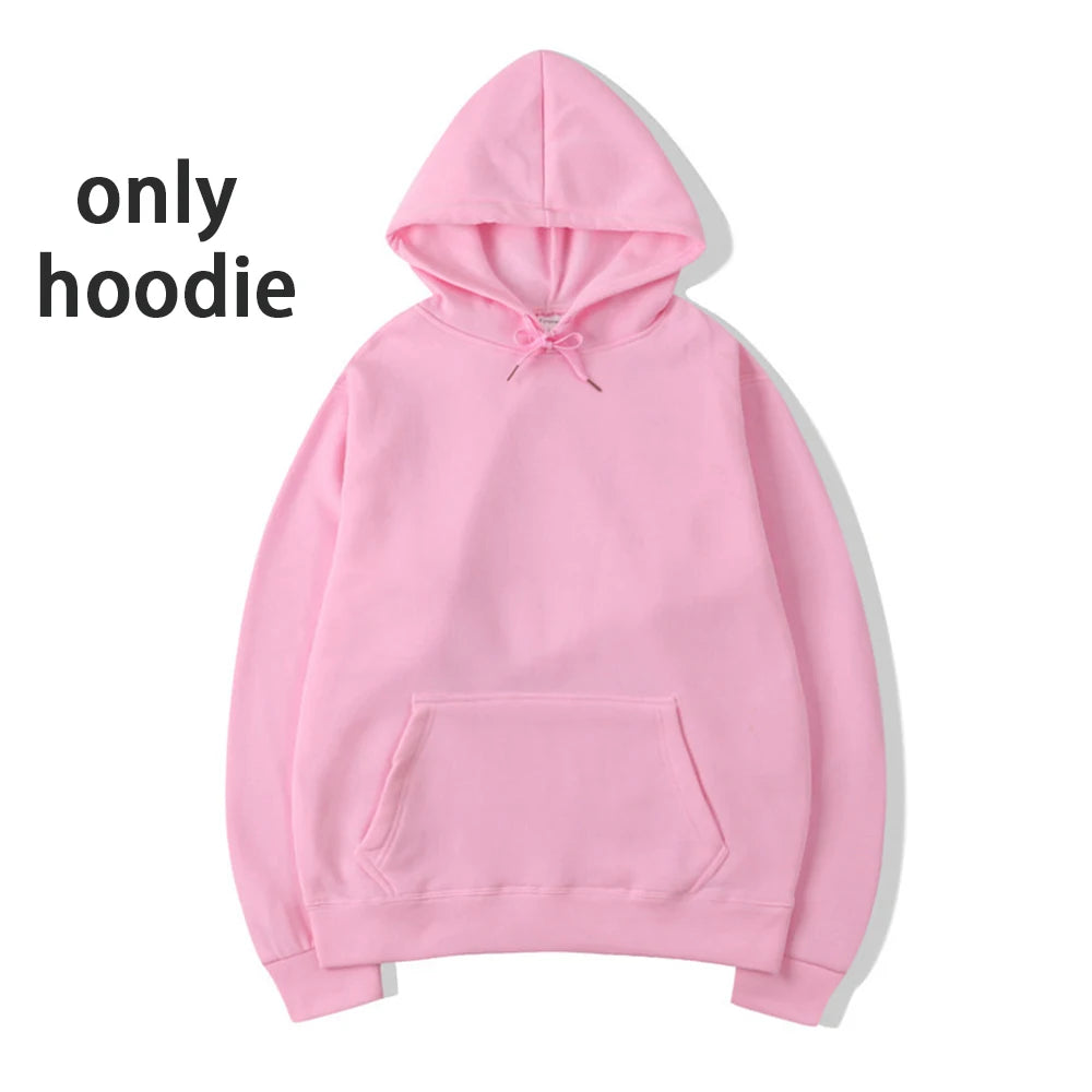 Men's Hoodie Sets Women Solid Color Sweatshirt Set Casual Long-sleeved Hoodies Pants Polar Fleece Two Piece Suits Y2k Sweatpants