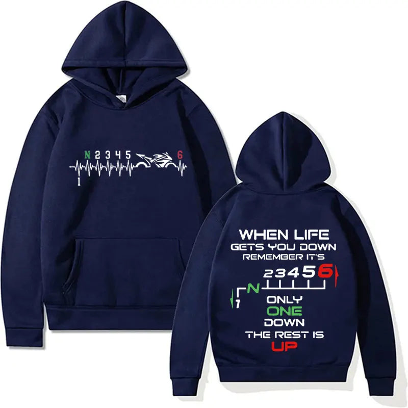 Funny 1N23456 Motorcycle Gear Biker Heartbeat Hoodies Men Women Clothing Oversized Pullover Cotton Long Sleeve Hoodie Streetwear