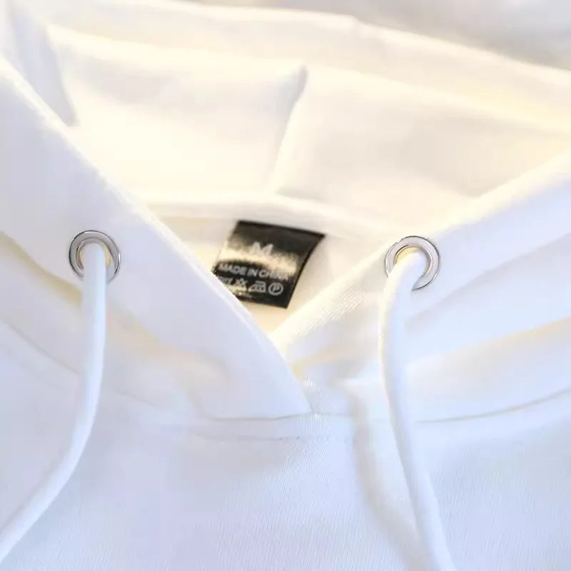 White Gray Letter Print Hooded Hoodie Men Women Autumn Winter 2025 New Fashion Loose Casual Y2K Tops Men Cotton Warm Sweatshirt