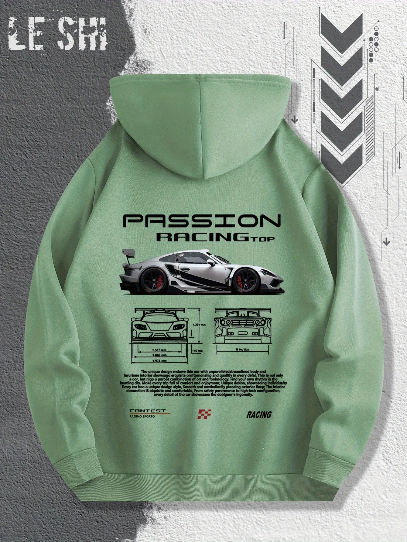 Passionate Racing Graphic Hoodie Featuring Race Cars and Sports Car Illustrations, Perfect for Everyday Wear