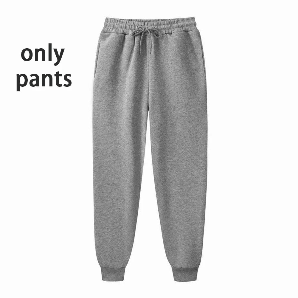 Men's Hoodie Sets Women Solid Color Sweatshirt Set Casual Long-sleeved Hoodies Pants Polar Fleece Two Piece Suits Y2k Sweatpants