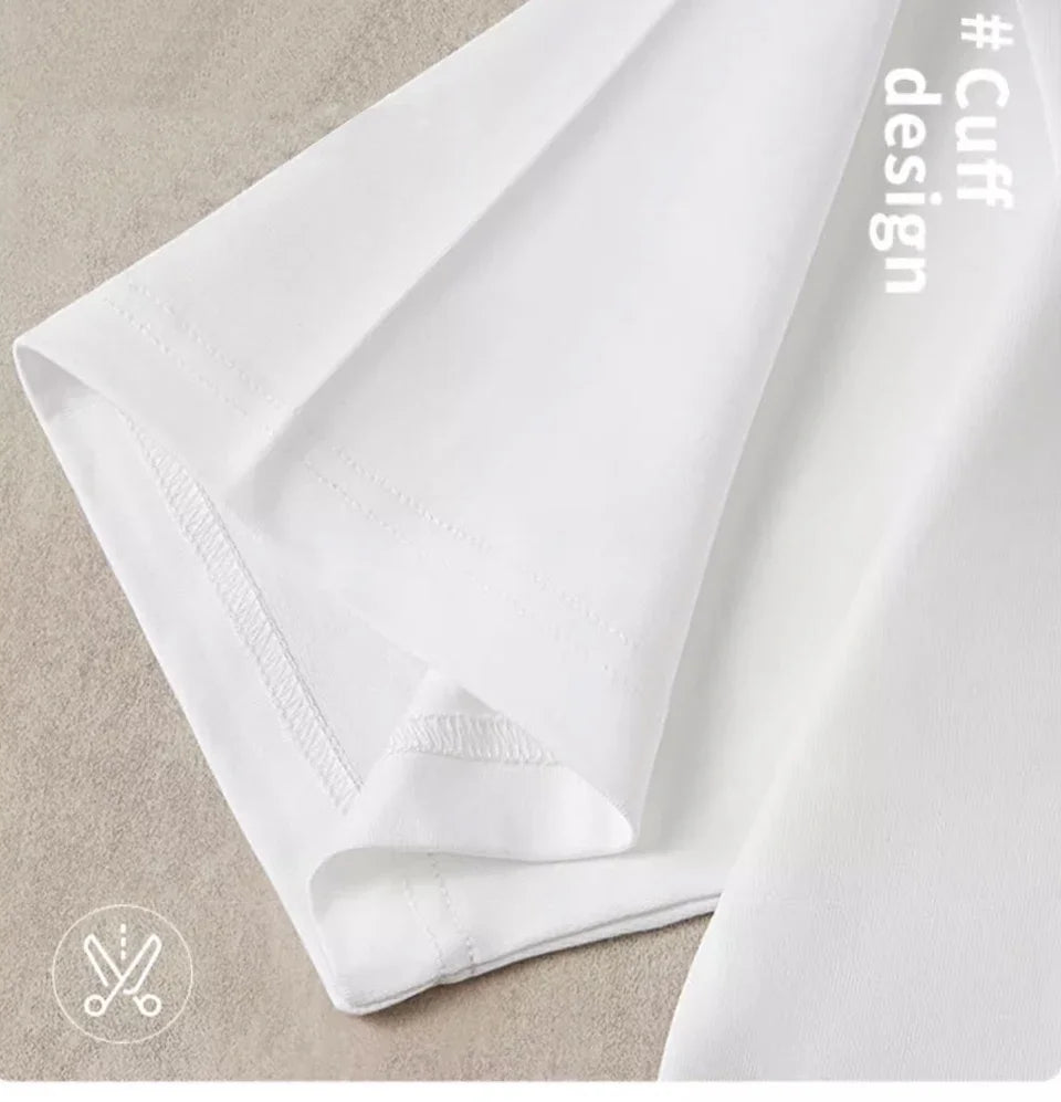 100% pure cotton summer high-end brand men's short sleeve round neck fashionable style half sleeved top breathable T-shirt