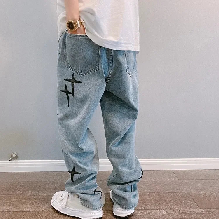 Jeans Men Wide Leg Cargo Pants Streetwear Baggy Men Korean Fashion Loose Straight Male Clothing Y2K Hip Hop Style Male Trousers