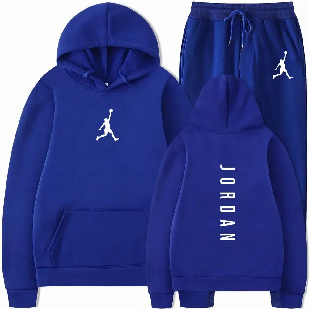 2025 Spring and autumn outdoor fitness basketball casual sportwear set fashion men's hooded jumper + jogging pants two-piece set