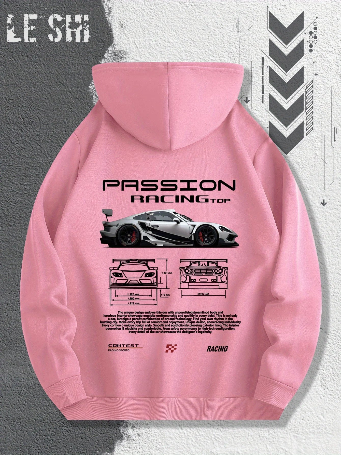 Passionate Racing Graphic Hoodie Featuring Race Cars and Sports Car Illustrations, Perfect for Everyday Wear