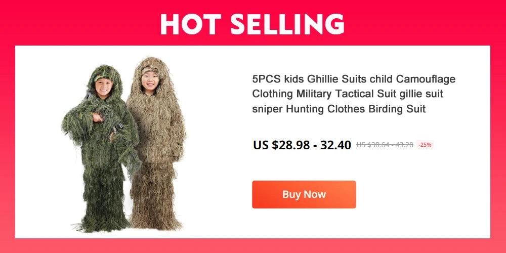 Men Women Kids Ghillie Suit Hunter Camouflage Clothes robe hunting clothes gilly suit Jungle Leave Clothing Hunting Suit