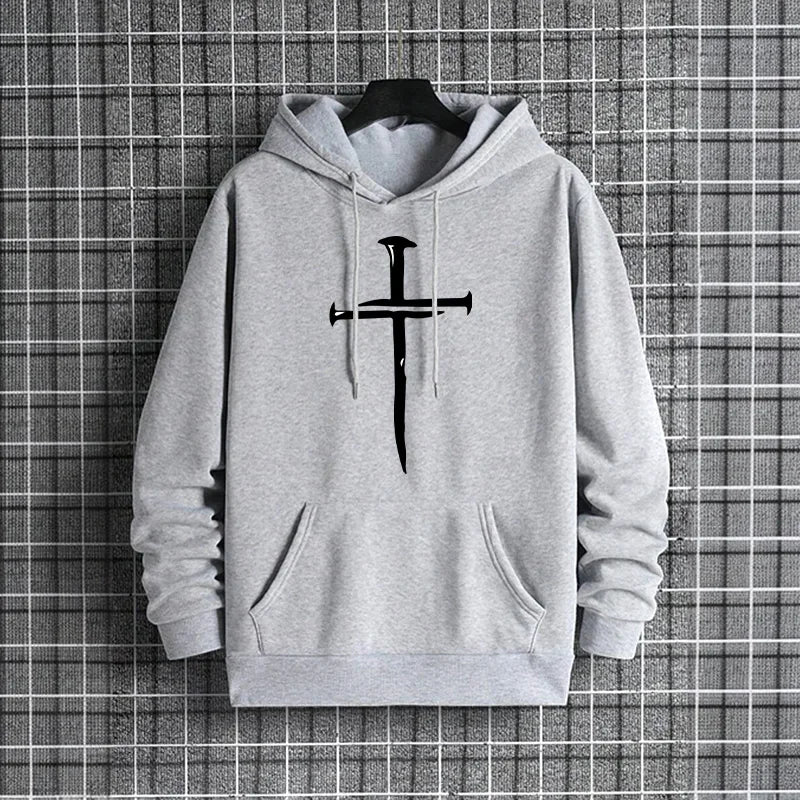 2025 Urban Streetwear Fashion Hip Hop Hooded Sweatshirt Male Trendy Street Style Hoody Cross Print Mens Casual Hoodies