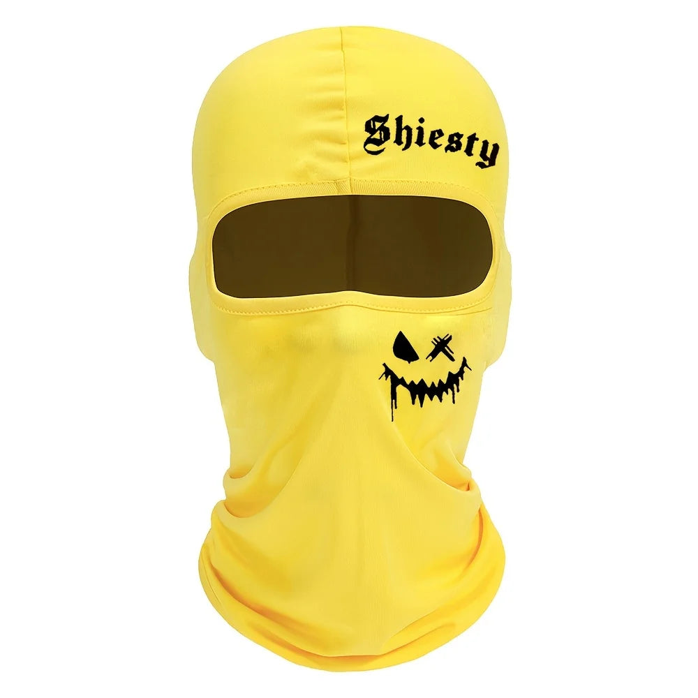 Smiling face print Balaclava face mask, summer cool neck cover, motorcycle skiing scarf, unisex