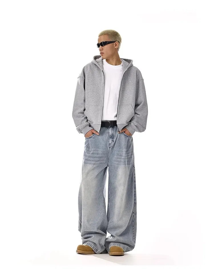 Men's Baggy Jeans Unisex Y2K Trendy Casual Wide-Leg Denim Pants Quality High Street Oversize Trousers American Style Streetwear