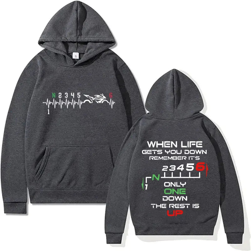 Funny 1N23456 Motorcycle Gear Biker Heartbeat Hoodies Men Women Clothing Oversized Pullover Cotton Long Sleeve Hoodie Streetwear