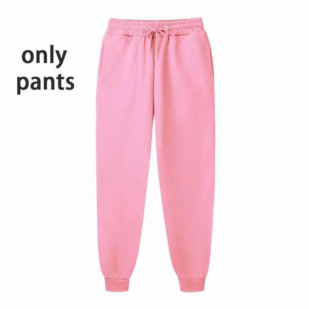 Men's Hoodie Sets Women Solid Color Sweatshirt Set Casual Long-sleeved Hoodies Pants Polar Fleece Two Piece Suits Y2k Sweatpants