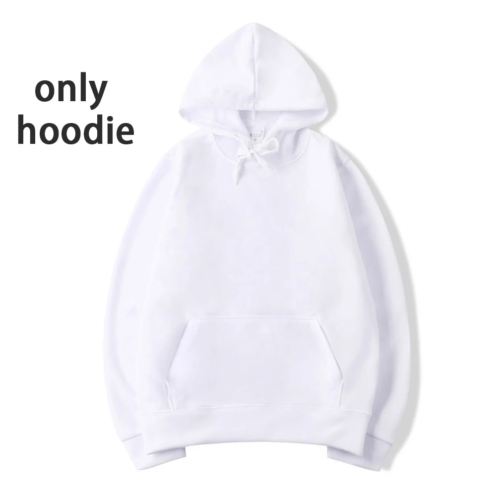 Men's Hoodie Sets Women Solid Color Sweatshirt Set Casual Long-sleeved Hoodies Pants Polar Fleece Two Piece Suits Y2k Sweatpants