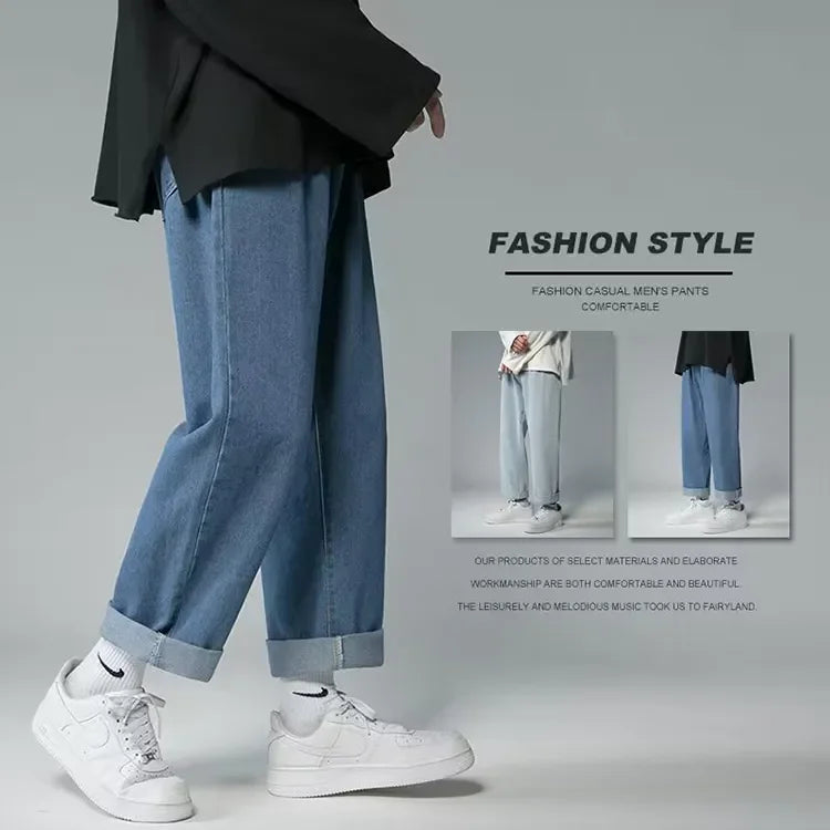 Jeans Men Wide Leg Cargo Pants Streetwear Baggy Men Korean Fashion Loose Straight Male Clothing Y2K Hip Hop Style Male Trousers