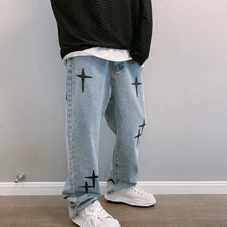 Jeans Men Wide Leg Cargo Pants Streetwear Baggy Men Korean Fashion Loose Straight Male Clothing Y2K Hip Hop Style Male Trousers