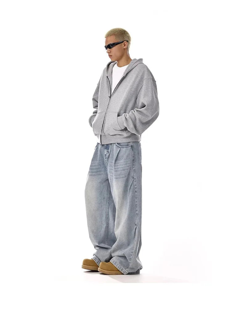 Men's Baggy Jeans Unisex Y2K Trendy Casual Wide-Leg Denim Pants Quality High Street Oversize Trousers American Style Streetwear