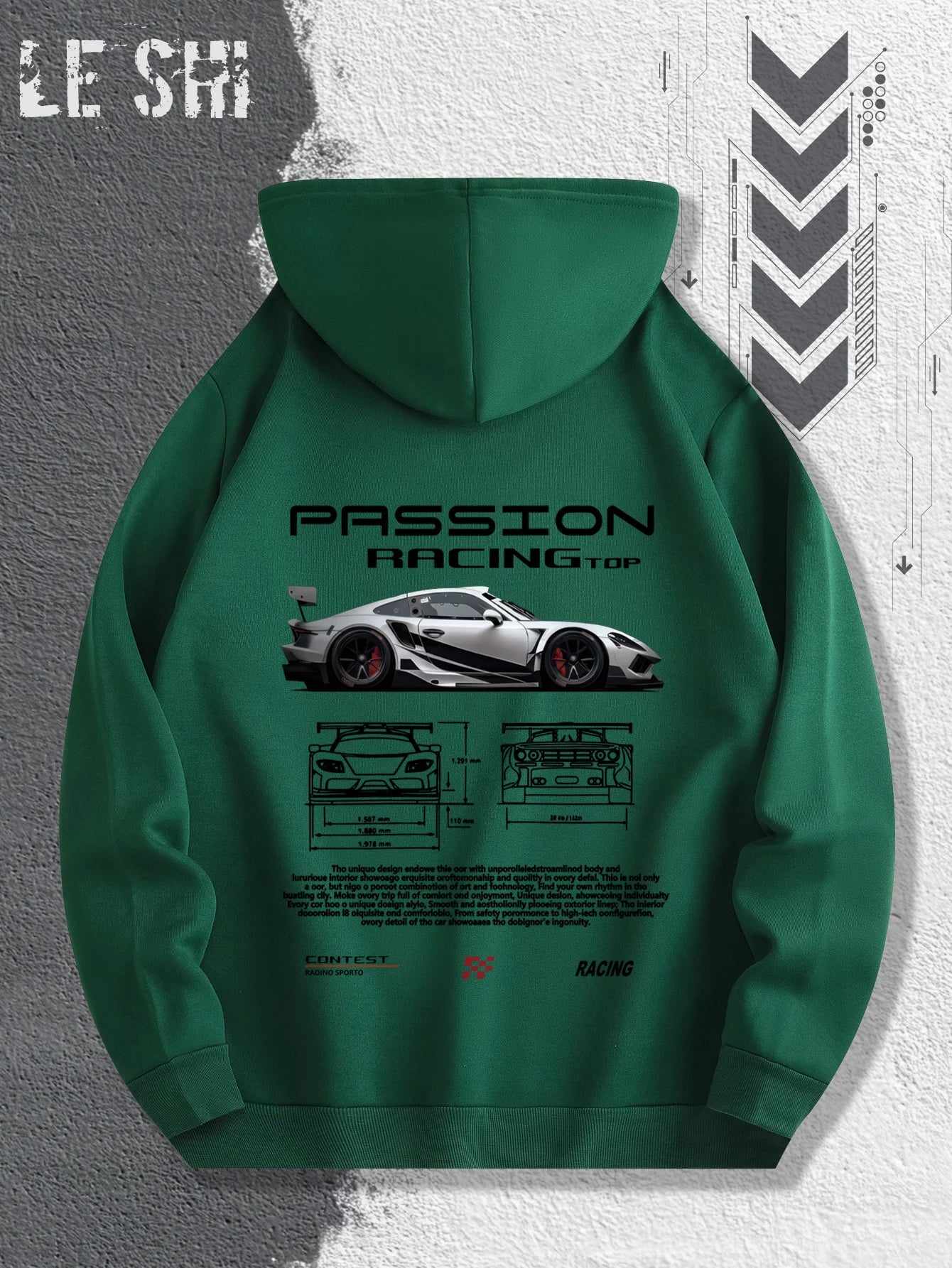 Passionate Racing Graphic Hoodie Featuring Race Cars and Sports Car Illustrations, Perfect for Everyday Wear