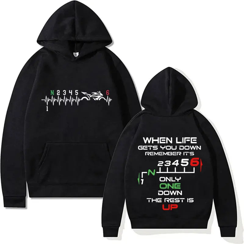 Funny 1N23456 Motorcycle Gear Biker Heartbeat Hoodies Men Women Clothing Oversized Pullover Cotton Long Sleeve Hoodie Streetwear